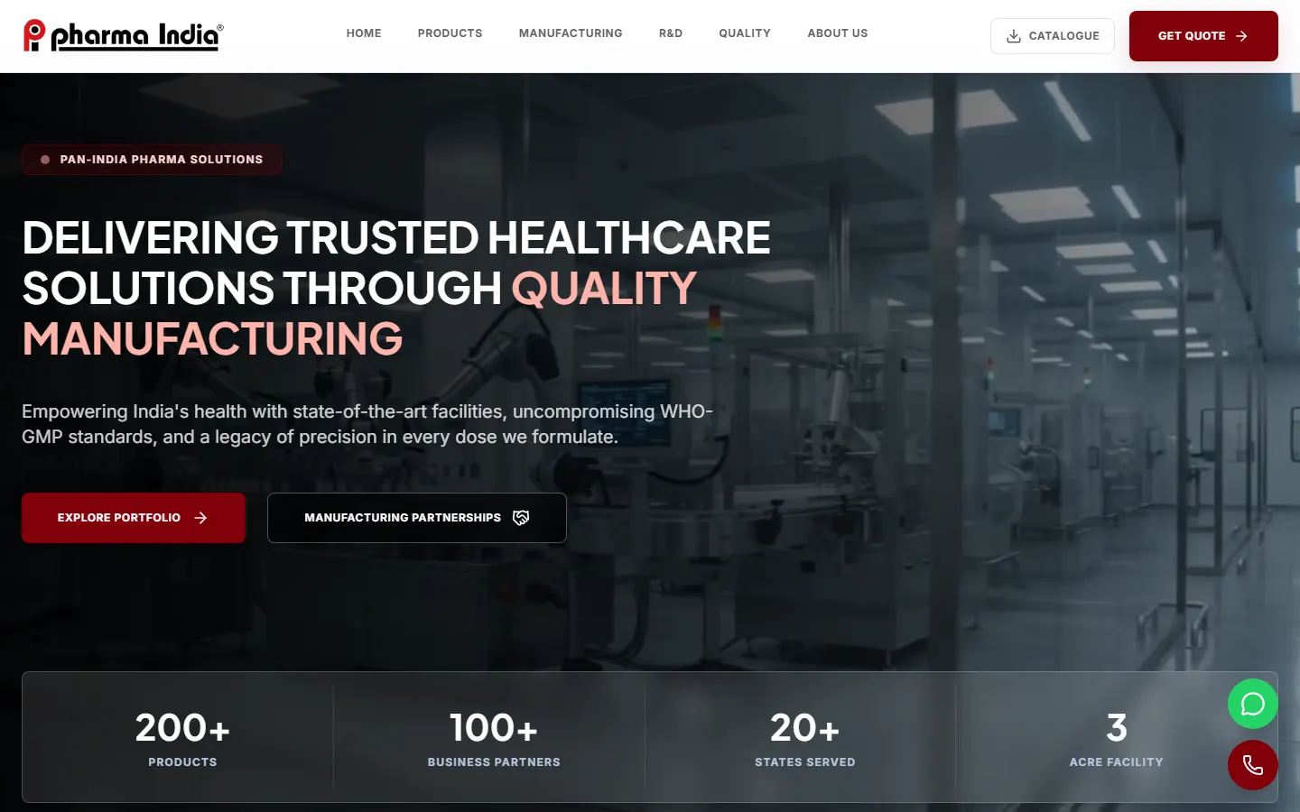 Pharma India website on desktop